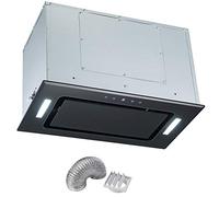 Cookology Black Glass 52cm Integrated Canopy Cooker Hood & Outside Ducting