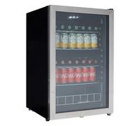 Cookology 115L Under Counter Drinks Fridge - 54cm Glass Door - Adjustable Wire Shelves - Thermostat Control - Quiet Operation - Silver