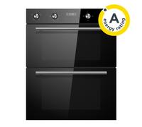 Cookology CDO720BK Built-in Electric Double Fan Oven in Black - Combined 85 Litre Capacity - Integrated Cooker - 6 Cooking Functions - Easy Programmable Timer - Dial Controls & Digital Clock