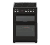 60cm Black Freestanding Double Electric Cooker with Solid Plate Hob