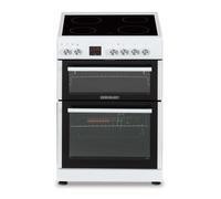 60cm White Freestanding Double Electric Cooker with Solid Plate Hob