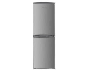 Cookology CFF1425050 Static 142 Litre Freestanding 50/50 Fridge Freezer, Adjustable Temperature Control and Legs, Reversible Doors, Efficient LED Light, 4 Star Freezer Rating - in Inox