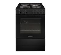 Cookology Cfsp600Bk/1 60Cm Freestanding Electric Cooker, 68L, Solid Plate Hob, 4 Zones, Analogue Dials - Black