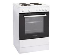 Cookology CFSP600WH/1 60cm Freestanding Electric Cooker, 62L, Solid Plate Hob, 4 Zones, Analogue Dials - White
