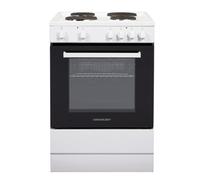 Cookology CFSP600WH 60cm Wide, 62 Litre Capacity Freestanding Electric Single Cooker with Solid Plate Top 4 Cooking Zone Hob and Analogue Dials - in White