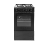 Cookology Cfspsc501Bk 50Cm 62L Capacity Single Cavity Freestanding Electric Cooker With 4 Zone Solid Plate Hob Cooktop - Black