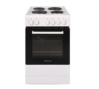 Cookology Cfspsc501Wh 50Cm 62L Capacity Single Cavity Freestanding Electric Cooker With 4 Zone Solid Plate Hob Cooktop - White