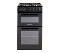 Cookology CFSPTC502BK 50cm Wide Freestanding Electric Twin Cavity Cooker, Combined 93 Litre Capacity with 4 Zone Solid Plate Top Hob Cooktop - in Black