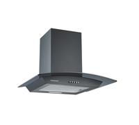 Cookology CGL600BK/A Energy Chimney Cooker Hood 60cm Kitchen Extractor Fan with Curved Glass, LED Light, 3 Speed Settings - In Black