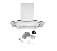 Cookology CGL600SS/A DK1M150 60cm Curved Glass Chimney Hood Stainless Steel & Ducting Kit