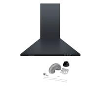 Cookology CH600BK/A Cooker Hood in Black & Ducting Kit - 60cm Width - LED Lights - Extractor Fan Kitchen Wall Mounted - A Energy - Air Recirculating