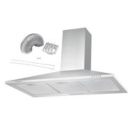 Cookology CH900SS/A 90cm Chimney Cooker Hood Extractor Fan with DK1M150 Ducting Kit, Energy Rated A, 3 Speed, Kitchen Wall Mounted 900mm, Adjustable Height, External Ventilation - Stainless Steel