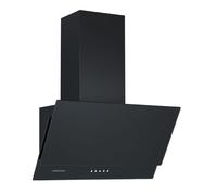 Cookology CHA600BK/A 60cm Angled Glass Cooker Hood, Wall Mounted, 3 Speeds, 315m³/hr, LED Lights - Black