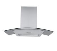 Cookology Curved Glass Chimney Cooker Hood, Energy A Rated Wall Mounted Extractor Fan, LED lighting, Adjustable Height (Stainless Steel, 70cm)