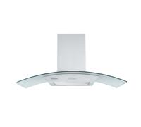 Cookology Curved Glass Chimney Cooker Hood, Wall Mounted Extractor Fan, LED lighting, Adjustable Height (Stainless Steel, 90cm)
