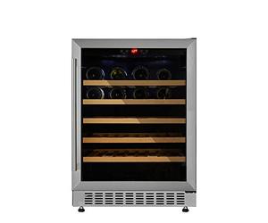 Cookology CWC600SS Freestanding Under Counter Fridge Cabinet 60cm Wine Cooler in Stainless Steel - 54 Bottle & 135 Litre Capacity - Sliding Shelves - Digital Temperature Control - Reversible Door