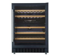 Cookology CWC605BK 60cm Freestanding Wine Cooler, Dual Zones, LED Light, Anti-UV Glass, 46 Bottles - Black