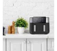 Cookology CAF80DI 8 Litre Dual Zone Air Fryer Extra Large with 6 Cooking Functions, LED Touch Screen and Easy Temperature Control, Healthy and Oil Free - In Black