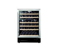 Cookology Essentials 60cm Built-Under Wine Cooler - Stainless Steel & Black - 51 Bottle Capacity - Touch Control Blue Display - Compressor Cooling - Auto Defrost - White LED Light