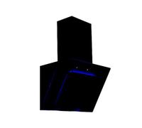 Cookology Essentials 60cm Extractor Hood - 371.5 m³/h Air Flow - Angled Chimney Cooker Wall Mounted - Blue LED Strip Lighting - 3 Speeds - Touch Controls - Grease Filter - Black