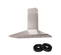 Cookology Essentials AEHCHIM90SS CF100 90cm Stainless Steel Chimney Cooker Hood with 2 Pack Carbon Charcoal Recirculating Filters - Wall Mounted 3 Speed Extractor Fan - LED Light & Replacement Filter