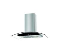 Cookology Essentials AEHISL90SS Island Extractor Hood 90cm - Curved Glass Range Hood - 3 Speeds - 473 m3/hr Air Flow - 4 LED Lights - Energy Rating A - 2 Grease Filters - Stainless Steel