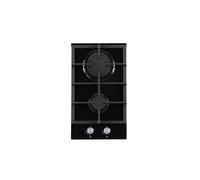 Cookology GGH306BK Gas on Glass Hob 30cm Built-in 2 Burners with Cast Iron Pan Supports, Auto Igniton and Flame Failure Safety - In Black