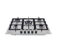 Cookology GH705SS 70cm Cooktop Burner Gas Hob in Stainless Steel - 5 Cooking Zones - Cast Iron Pan Supports - Wok Burner - Automatic Ignition Dials - Flame Failure safety
