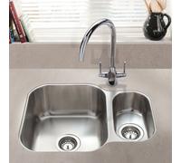 Cookology Pistoia 1.5 Bowl Reversible Undermount Sink - Stainless Steel