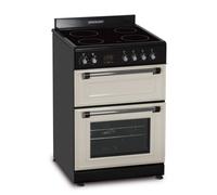 Cookology RETDO600CRM Freestanding Retro Electric Single Cooker Fan Oven in Cream - 94 Litre Capacity - 60cm Wide - Cooker Fan Oven - Ceramic Top - 4 Cooking Zone Hob