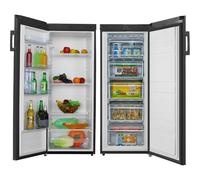 Cookology Tall Upright Fridge & Freezer Pack in Black, 55 x 142cm tall, Side-by-Side