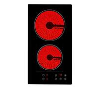 Cookology TCH301 30cm Electric Ceramic Hob Domino Cooktop with 2 Cooking Zones, Built-in Worktop with Touch Controls and Timer, 9 Heat Levels with Child Lock - In Black