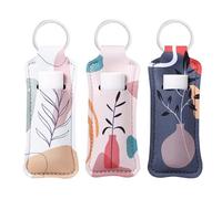 COOKOOKY Chapstick Holder Keychain, Boho, Large, 3 Pack - Lip Balm & Lipstick Holder with Clip, Floral Pattern, Women's Gift