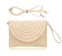 COOKOOKY Straw Clutch Handbag Summer Beach Straw Purse for Women woven Envelope Bag, Beige Bag