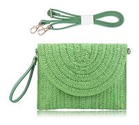 COOKOOKY Straw Clutch Handbag Summer Beach Straw Purse for Women woven Envelope Bag, Green