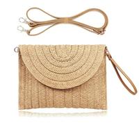 COOKOOKY Straw Clutch Handbag Summer Beach Straw Purse for Women woven Envelope Bag, Light Brown Bag