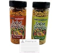 Cook's Cupboard Salad Sprinkles 2 Pack - Bacon Flavour & Garlic Herb Flavours - Tasty Salad Toppers & Seasoning Mix - With Gifty Goodness Shopping List