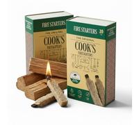 Cook's Firelighters 2-in-1 Fire Starters-20pcs Multi-Use Fire Starter Sticks, Compact Box for BBQ Grills, Wood Stoves, Campfires & Travel (2-Pack, 40pcs)