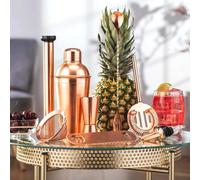 Cooks Professional 10 Piece Cocktail Shaker Set with Jigger, Strainers, Pouring Spouts, Recipe Book & Accessories | Modern Stylish Stainless Steel Full Cocktail Set for Home or Bar | Rose Gold
