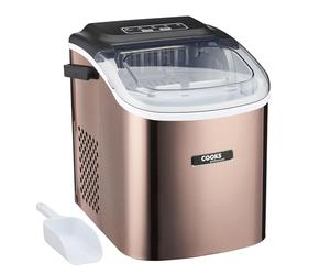 Cooks Professional 12KG Ice Maker Machine with Scoop | Countertop Ice Cube Maker for Home, Kitchen, Bar | Large Capacity 1.3L Water Tank | Quick & Easy with 2 Ice Size Options | No Plumbing | Copper