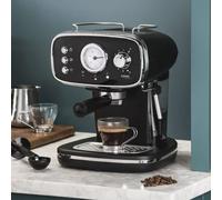 Retro Espresso Coffee Machine 15 Bar with Steam Frothing Wand Black & Silver