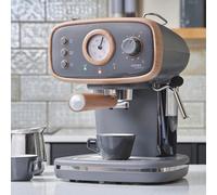 Cooks Professional 15-Bar Retro Espresso Coffee Machine with Frothing Steam Wand, Built-In Temperature Gauge, 1.2L Water Tank & Stainless Steel Drip Tray | Nordic Grey