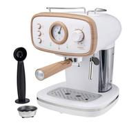 Cooks Professional 15-Bar Retro Espresso Coffee Machine With Steam Wand, Temperature Gauge & 1.2L Water Tank - Nordic White