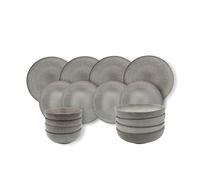 Cooks Professional 16pc Nordic Stoneware Dinnerware Set 4 Person Plate & Bowl Setting in Grey | Size: 16 Pack Cooks Professional Grey 16 Pack