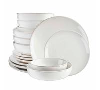 Cooks Professional 16pc Nordic Stoneware Dinnerware Set 4 Person Plate & Bowl Setting in White | Size: 16 Pack Cooks Professional White 16 Pack