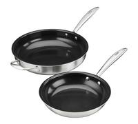 Cooks Professional 2 Piece Tri-Ply Non-Stick Frying Pan Set for All Hobs - 22 & 28cm in Silver | Size: 2 Pack Cooks Professional Silver 2 Pack