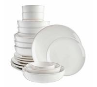 Cooks Professional 20 Piece Nordic Dinnerware Set - 4X Dinner & Side Plates, Cereal & Pasta Bowls & Dipping Dishes - Reactive Glaze Stoneware - White