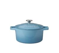 Cooks Professional 20cm Cast Iron Casserole Dish 2.8L with Lid & Handles | Colourful Modern Design Enamelled Cooking Pan Pot | Suitable For All Hobs Inc Induction | Oven & Grill Safe | Blue