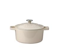 Cooks Professional 20cm Cast Iron Casserole Dish 2.8L with Lid & Handles | Colourful Modern Design Enamelled Cooking Pan Pot | Suitable For All Hobs Inc Induction | Oven & Grill Safe | Off White