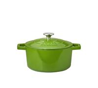 Cooks Professional 20cm Cast Iron Casserole Dish 2.8L with Lid & Handles | Colourful Modern Design Enamelled Cooking Pan Pot | Suitable For All Hobs Inc Induction | Oven & Grill Safe | Green